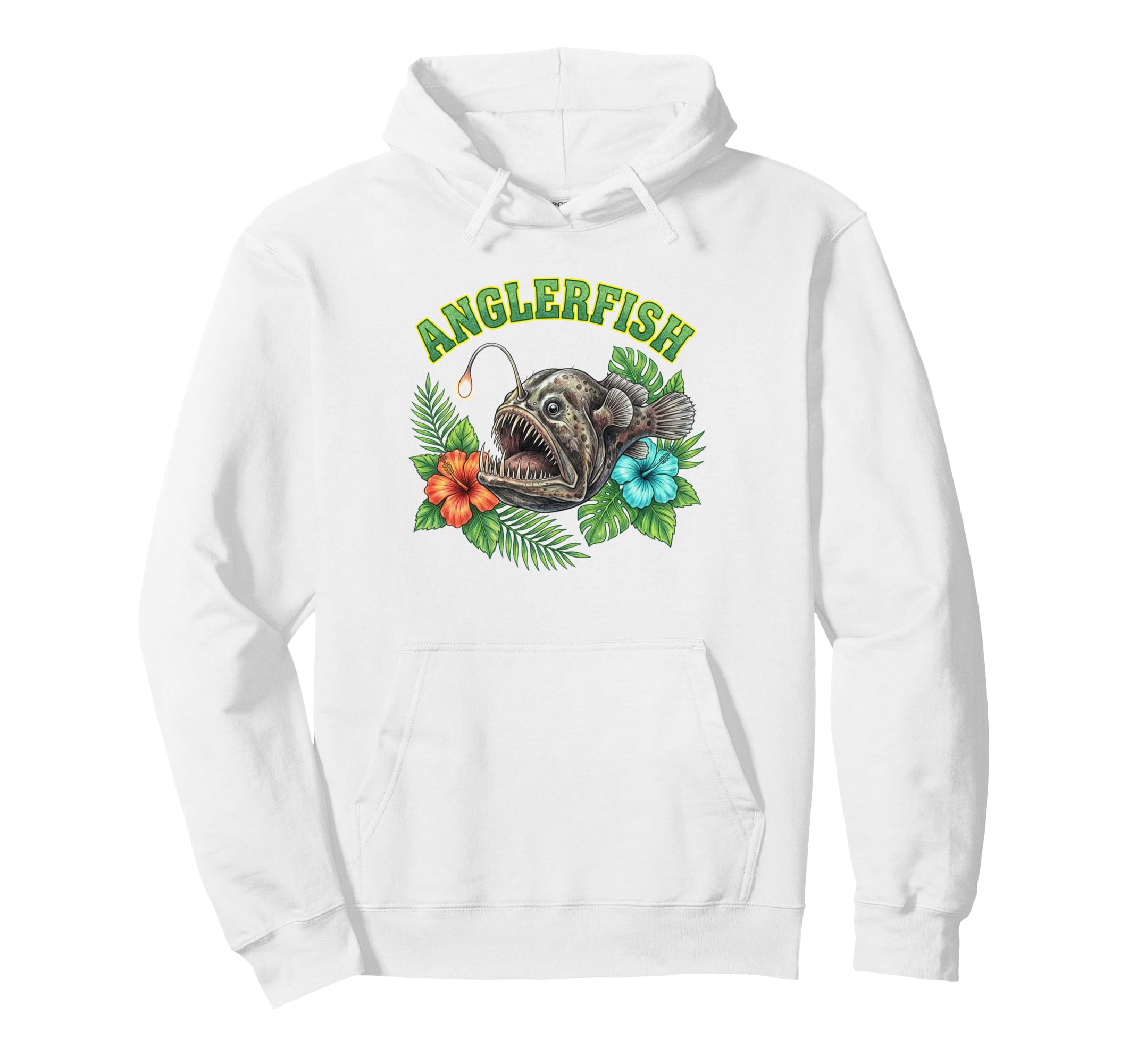 Anglerfish Groovy Floral Watercolor Boho Hoodie - Graphic Print for Adults - T-Shirt, Sweatshirt, Hoodie