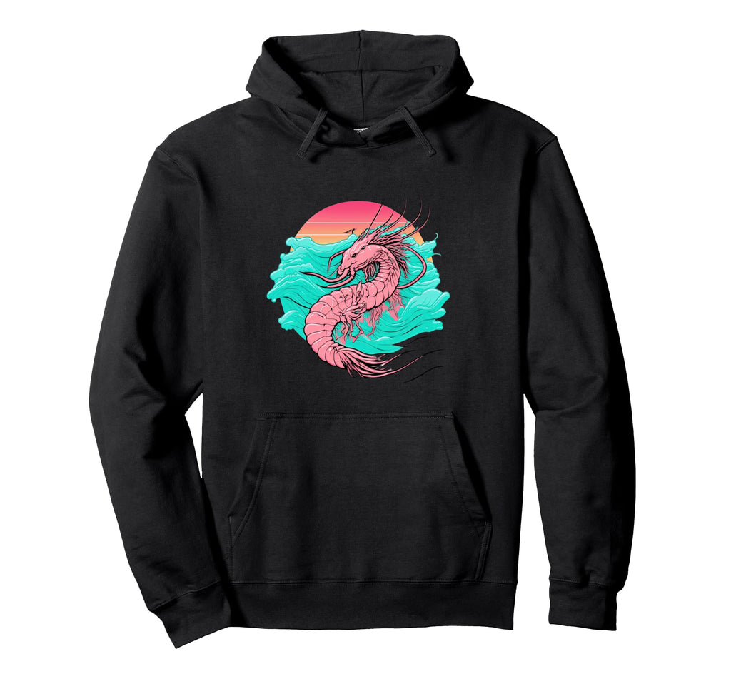 Shrimp Vaporwave Retrowave Hoodie - Casual Everyday Wear Men Women - T-Shirt, Sweatshirt, Hoodie