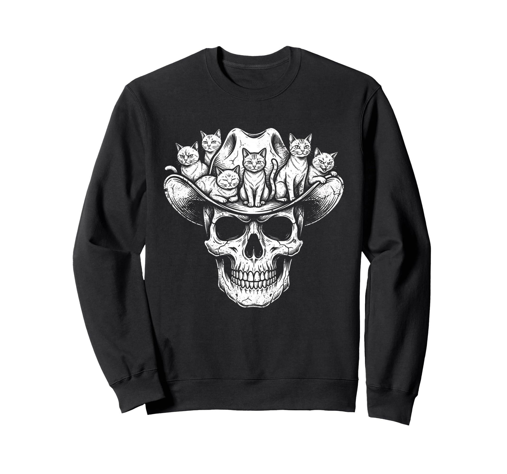 Skull Cat Skeleton Kitty Kitten Sweatshirt - Casual Everyday Wear Unisex - T-Shirt, Sweatshirt, Hoodie