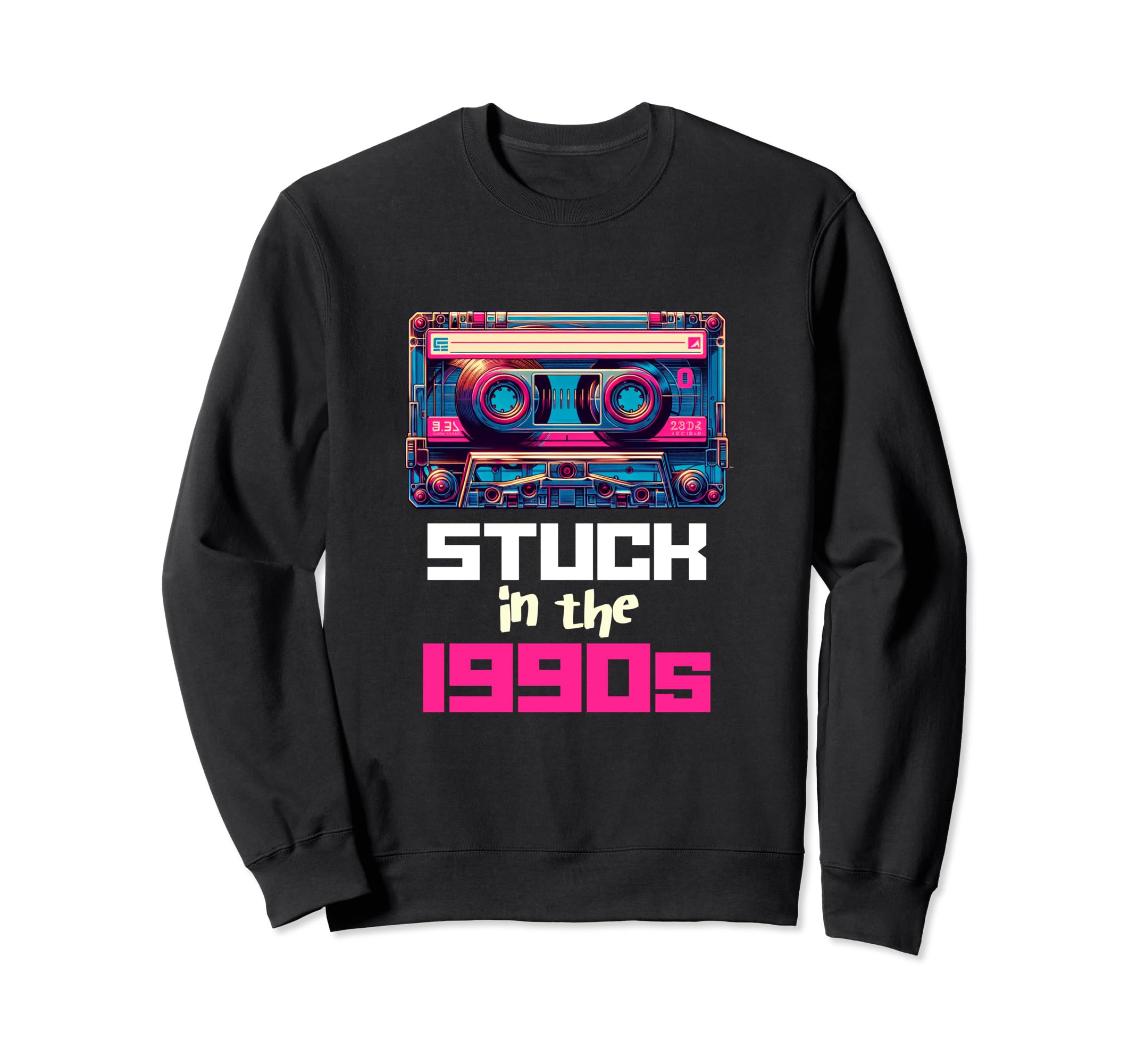 Stuck 90S Synthwave Aesthetic Dj Sweatshirt - Novelty Apparel Men Women - T-Shirt, Sweatshirt, Hoodie