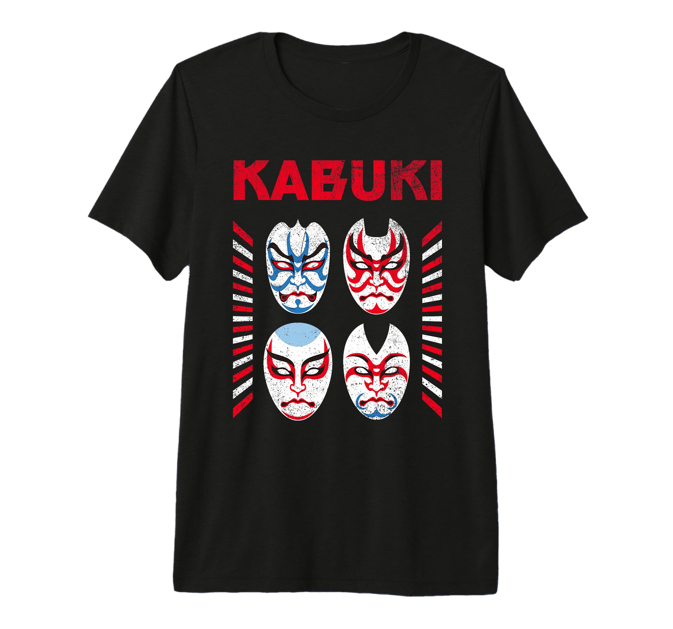 Kabuki Mask Japanese Rock Funny Glam T-Shirt - Graphic Print for Adults - T-Shirt, Sweatshirt, Hoodie