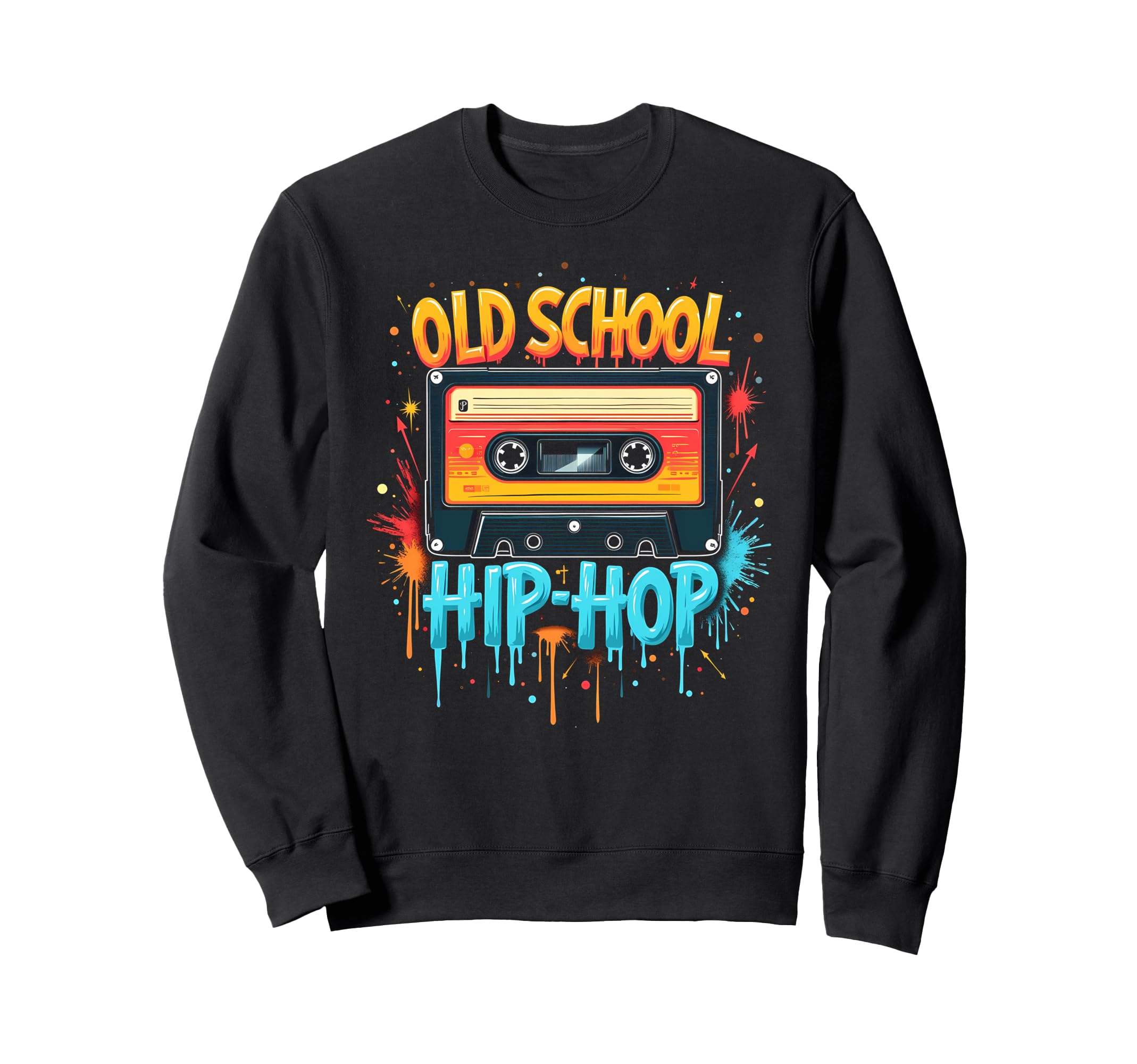 Playful Old School Hiphop Cassette Sweatshirt - Graphic Print Men Women - T-Shirt, Sweatshirt, Hoodie
