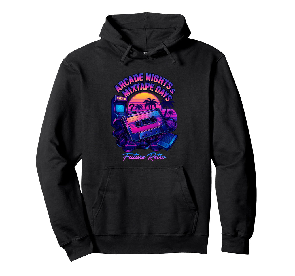 Arcade Nights Mixtape Days 80S Hoodie - Aesthetic Graphic for Adults - T-Shirt, Sweatshirt, Hoodie