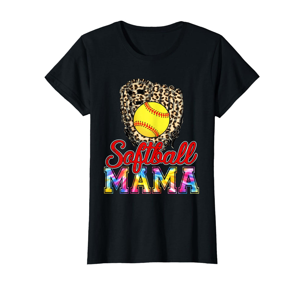 Tie Dye Softball Mama Leopard T-Shirt - Aesthetic Graphic Men Women - T-Shirt, Sweatshirt, Hoodie