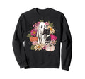 Ghost Black Cat Floral Boho Sweatshirt - Unique Graphic Men Women - T-Shirt, Sweatshirt, Hoodie