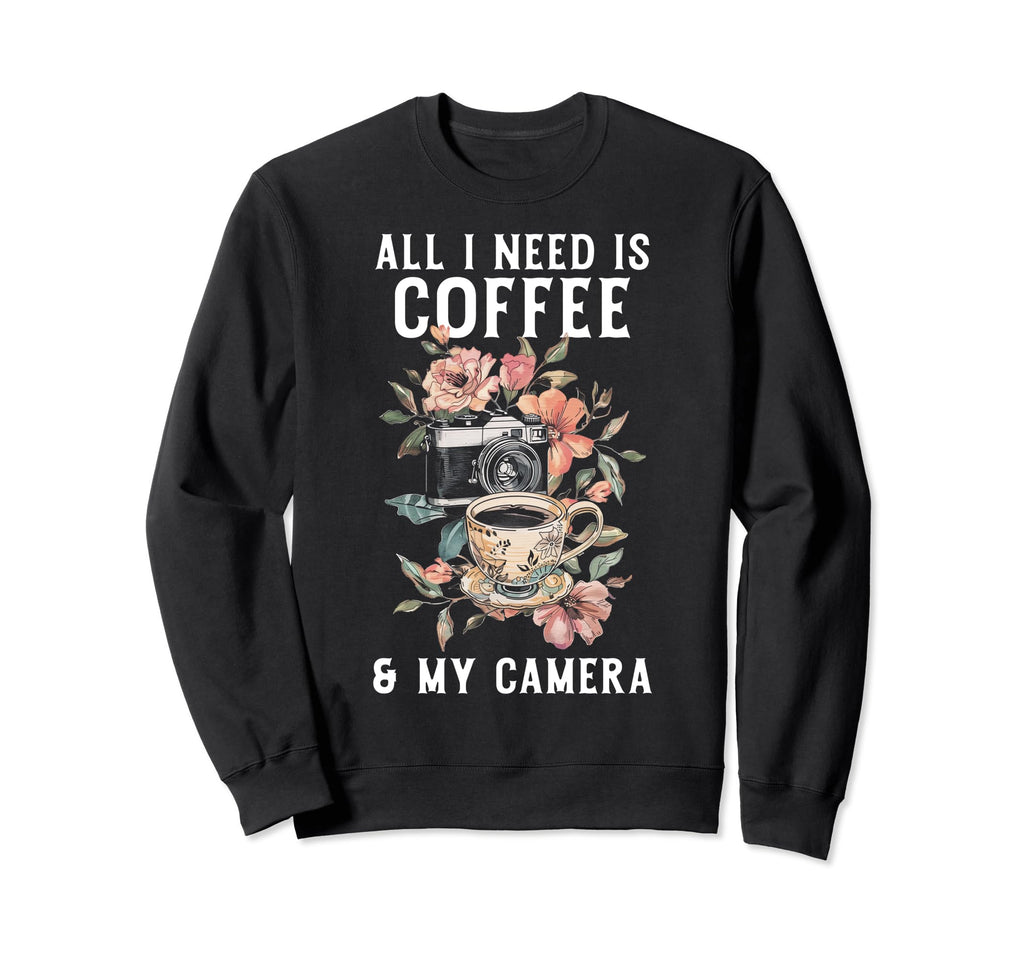 Coffee Camera Photographer Sweatshirt - Casual Everyday Wear Unisex - T-Shirt, Sweatshirt, Hoodie