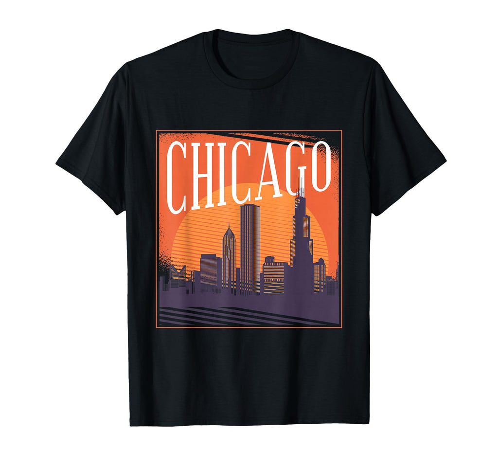 Chicago Skyline Illinois Souvenir T-Shirt - Streetwear Style for Adults - T-Shirt, Sweatshirt, Hoodie