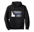 Idaho American Flag Blue Line Usa Hoodie - Custom Art Print Unisex - T-Shirt, Sweatshirt, Hoodie