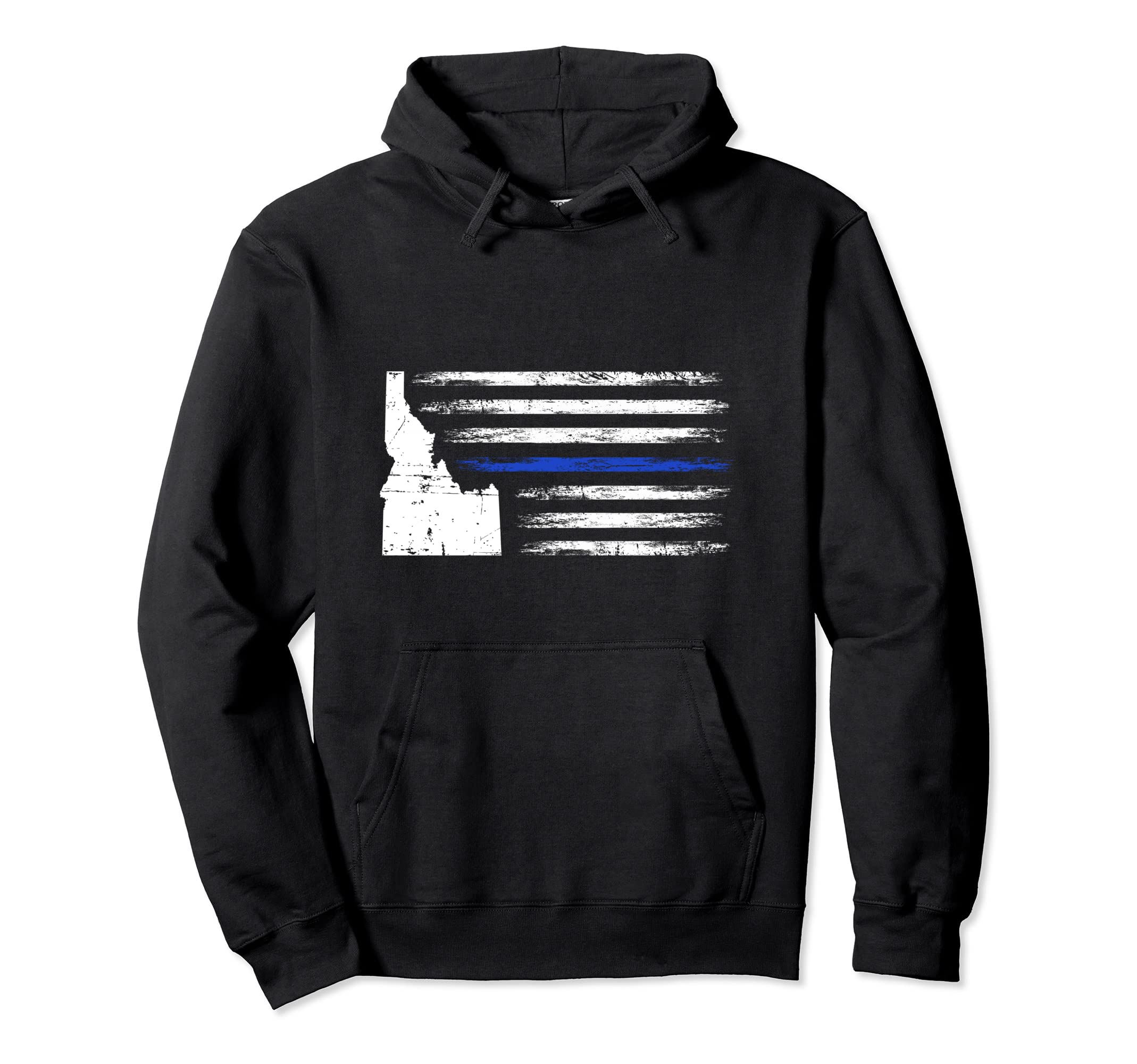 Idaho American Flag Blue Line Usa Hoodie - Custom Art Print Unisex - T-Shirt, Sweatshirt, Hoodie