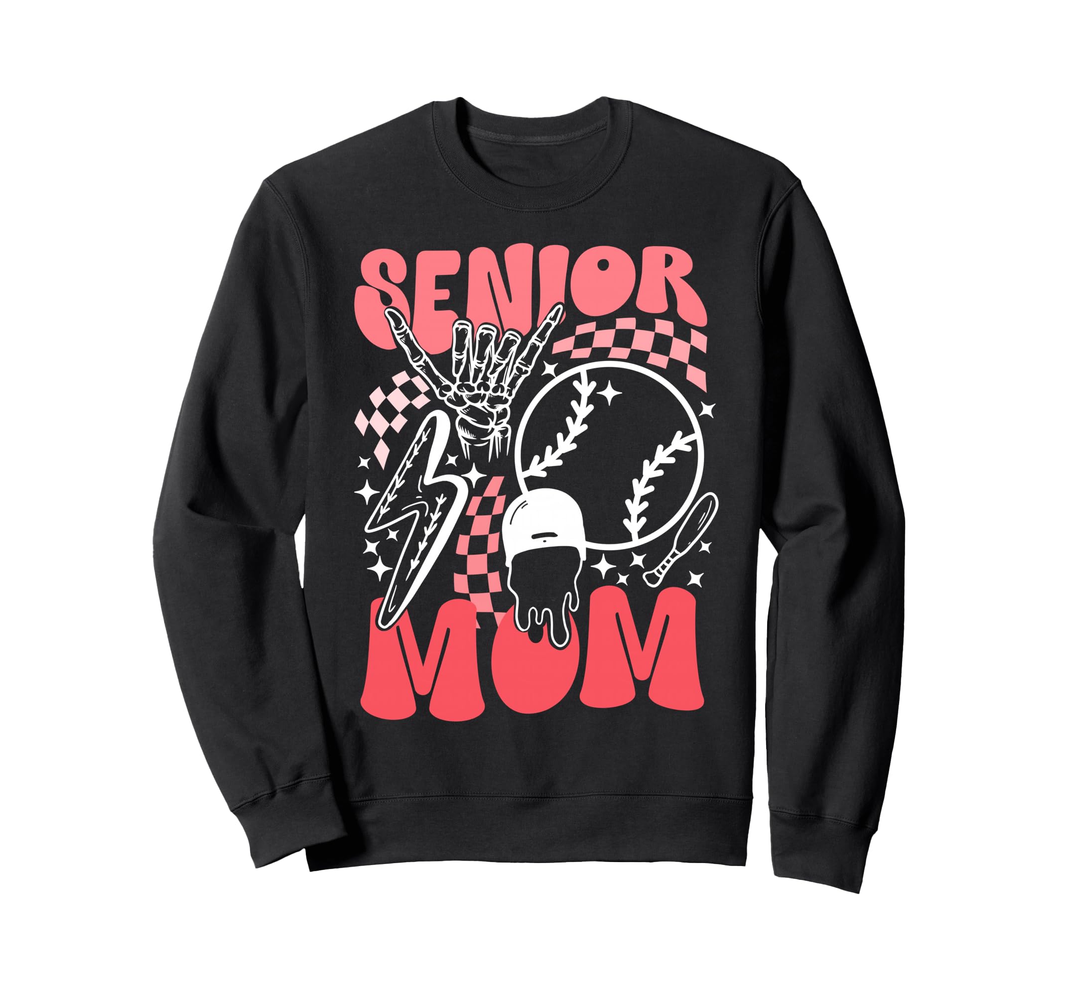 Groovy Baseball Senior Mom Baseball Sweatshirt - Trendy Graphic for Adults - T-Shirt, Sweatshirt, Hoodie