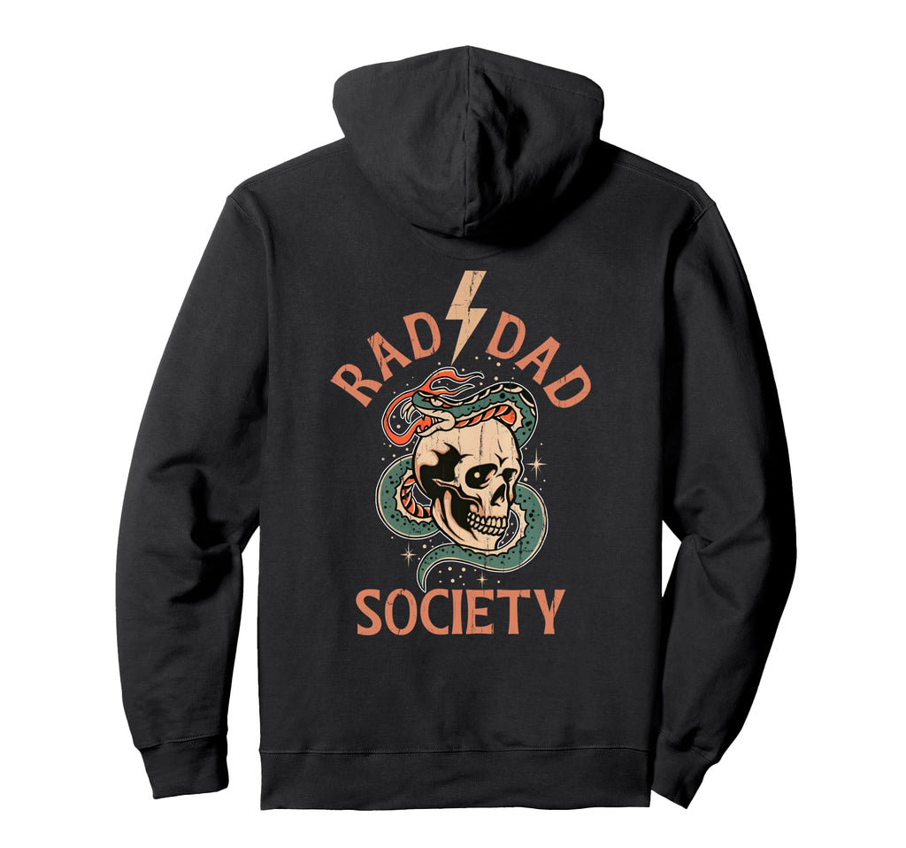 Rad Dad Society Dad Club Dad Life Back Hoodie - Minimalist Print Unisex - T-Shirt, Sweatshirt, Hoodie