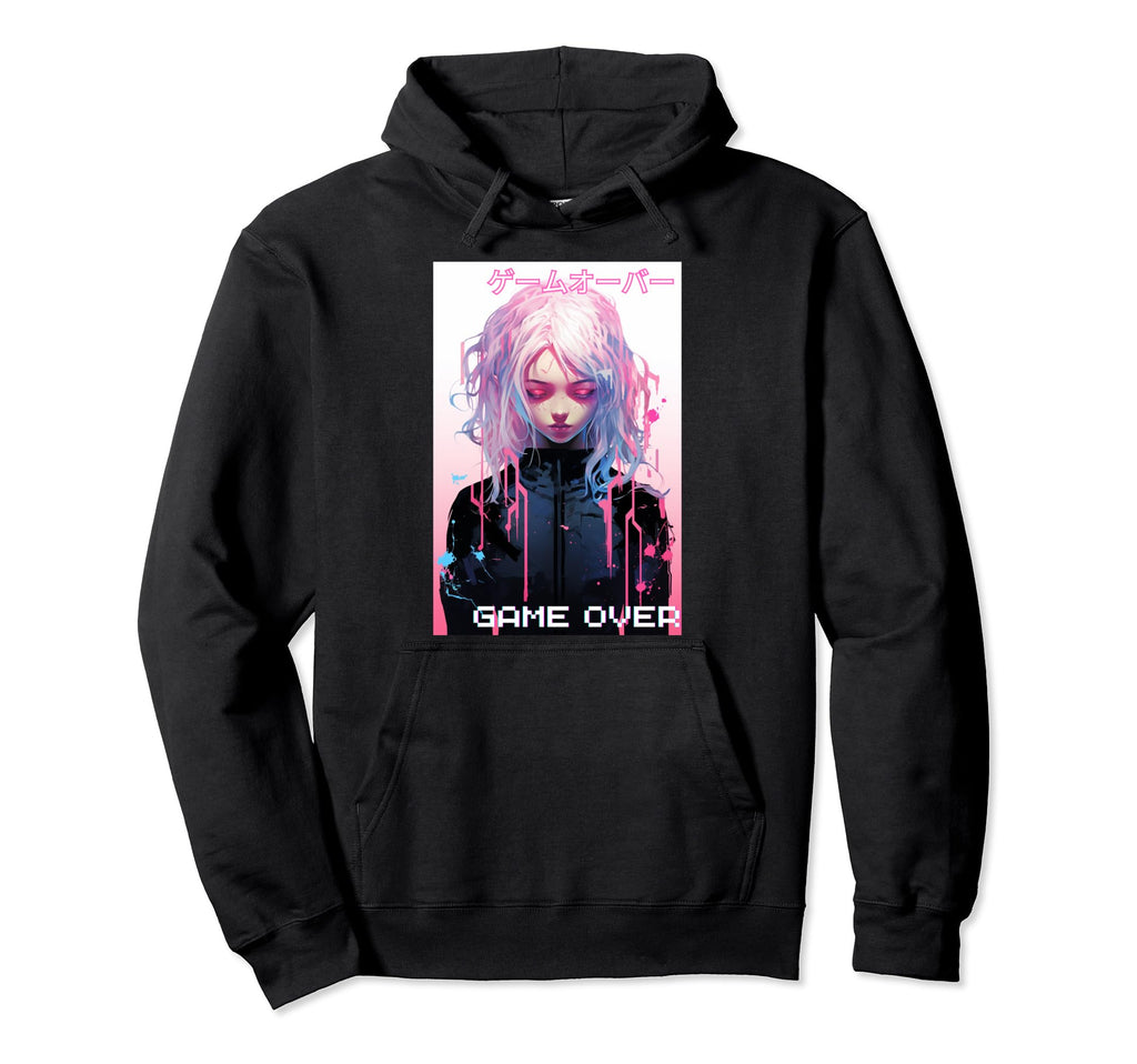 Japanese Vaporwave Sad Anime Indie Hoodie - Fun Novelty Design for Adults - T-Shirt, Sweatshirt, Hoodie