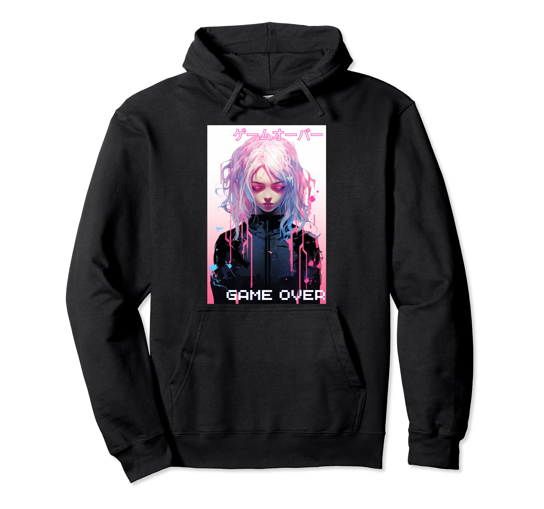 Japanese Vaporwave Sad Anime Indie Hoodie - Fun Novelty Design for Adults - T-Shirt, Sweatshirt, Hoodie