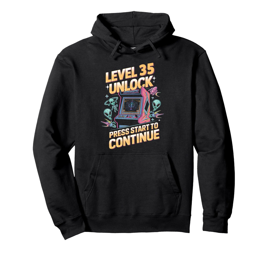 Level 35 Unlock Birthday Gamer 35 Year Old Hoodie - Trendy Graphic Unisex - T-Shirt, Sweatshirt, Hoodie