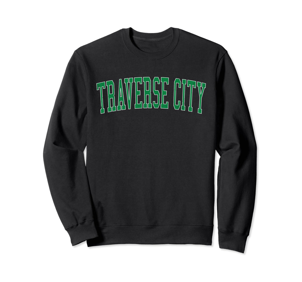 Traverse City Mi Distressed Green Sweatshirt - Aesthetic Graphic Men Women - T-Shirt, Sweatshirt, Hoodie
