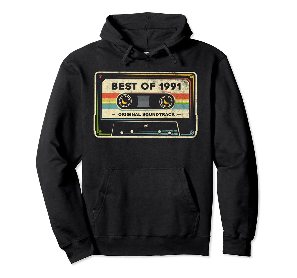 Best 1991 Mixtape 33Rd Birthday Cassette Hoodie - Graphic Print Unisex - T-Shirt, Sweatshirt, Hoodie