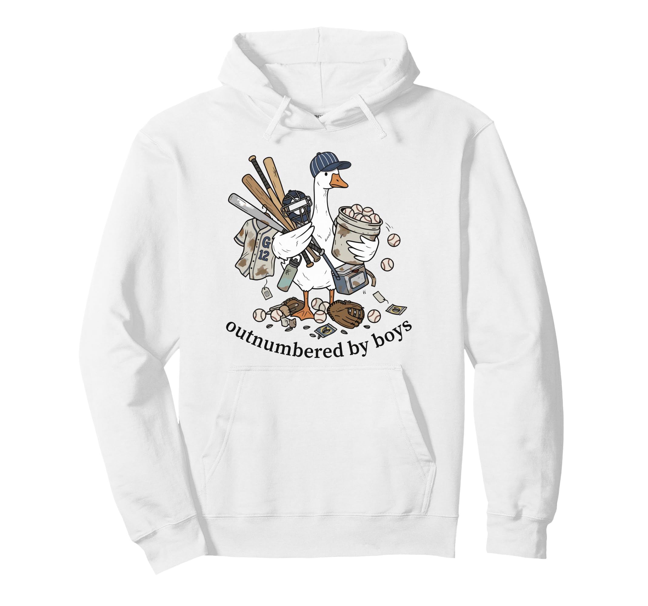 Outnumbered Funny Baseball Mom Hoodie - Graphic Print Unisex - T-Shirt, Sweatshirt, Hoodie