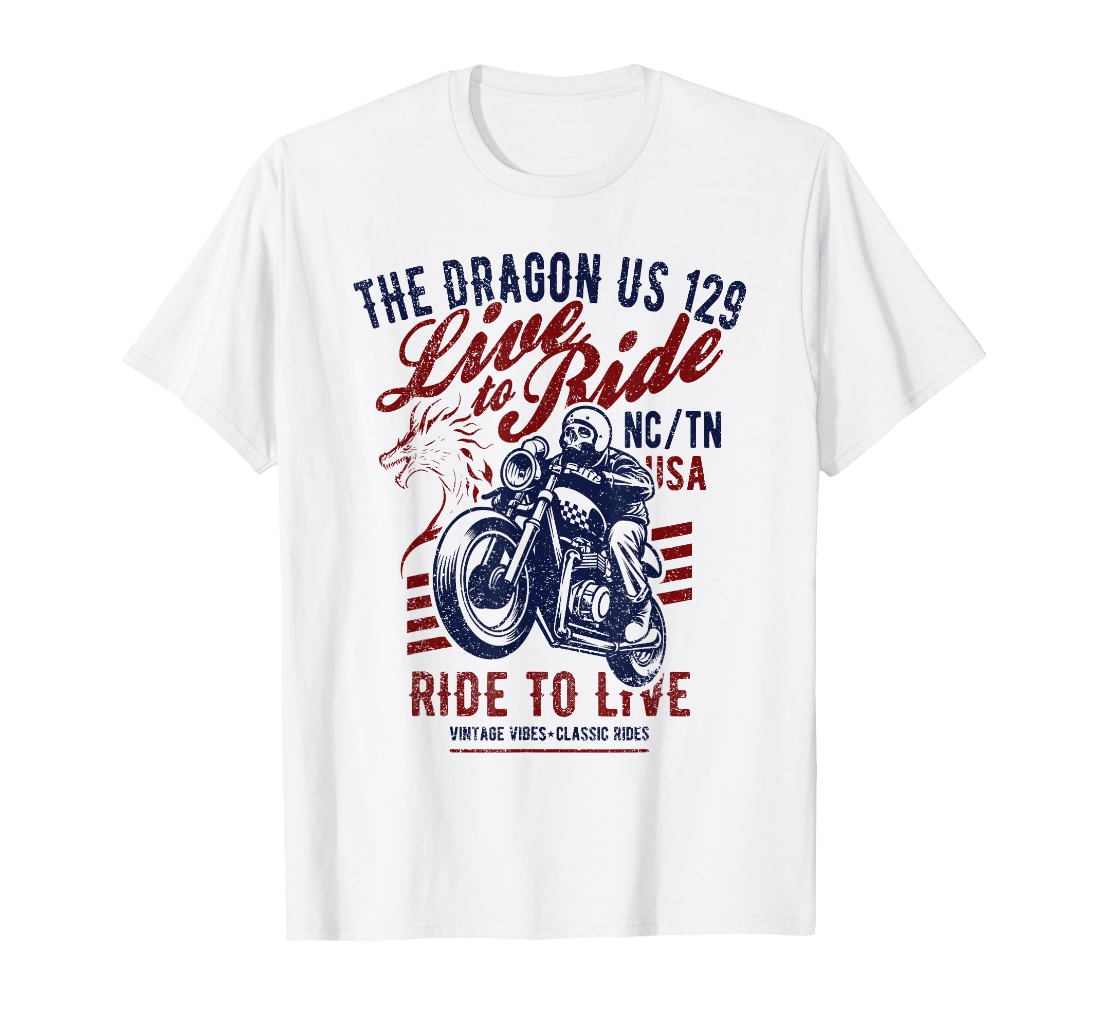 Dragon Us 129 Nc Tn Usa Motorcycle T-Shirt - Minimalist Print Men Women - T-Shirt, Sweatshirt, Hoodie