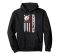 Baseball Dad American Flag Patriotic Hoodie - Novelty Apparel for Adults - T-Shirt, Sweatshirt, Hoodie