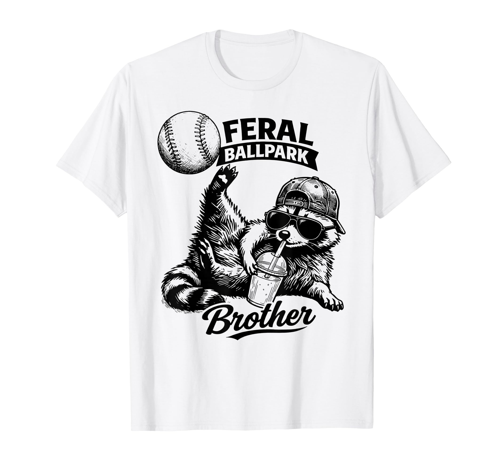 Raccoon And Scooter Feral Ballpark T-Shirt - Streetwear Style for Adults - T-Shirt, Sweatshirt, Hoodie