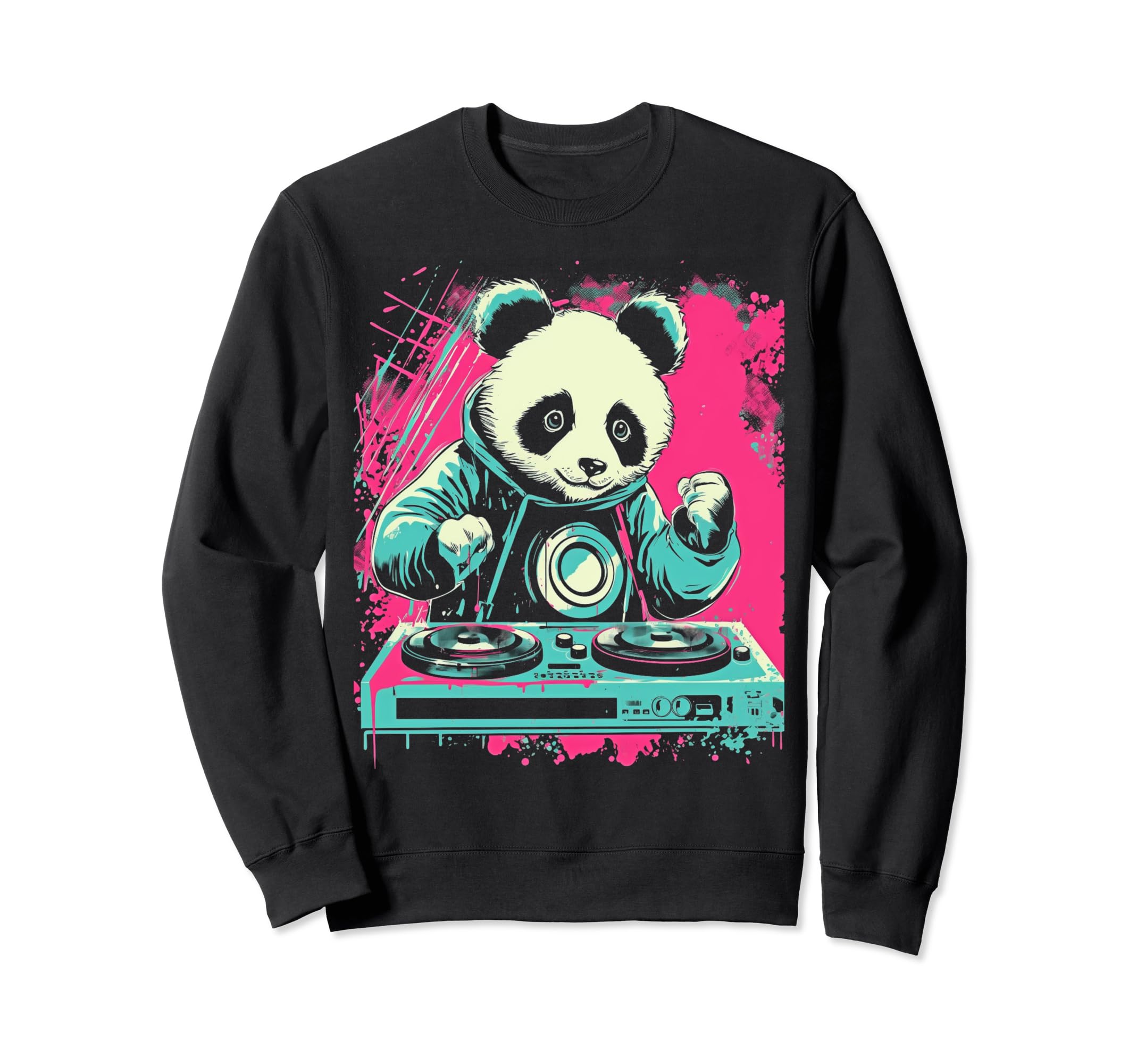 Kawaii Panda Dj Japanese Edm Y2K Sweatshirt - Minimalist Print Unisex - T-Shirt, Sweatshirt, Hoodie