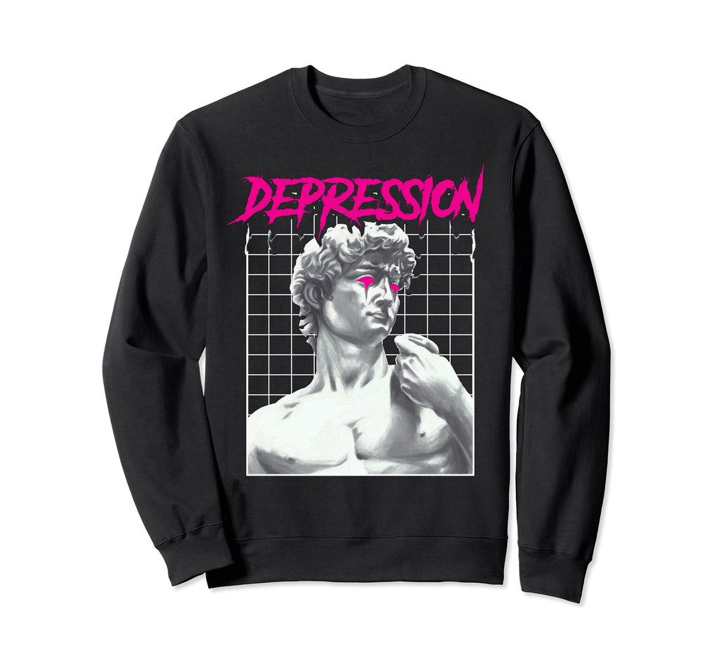 Depression Greek Statue Grunge Sweatshirt - Trendy Graphic for Adults - T-Shirt, Sweatshirt, Hoodie