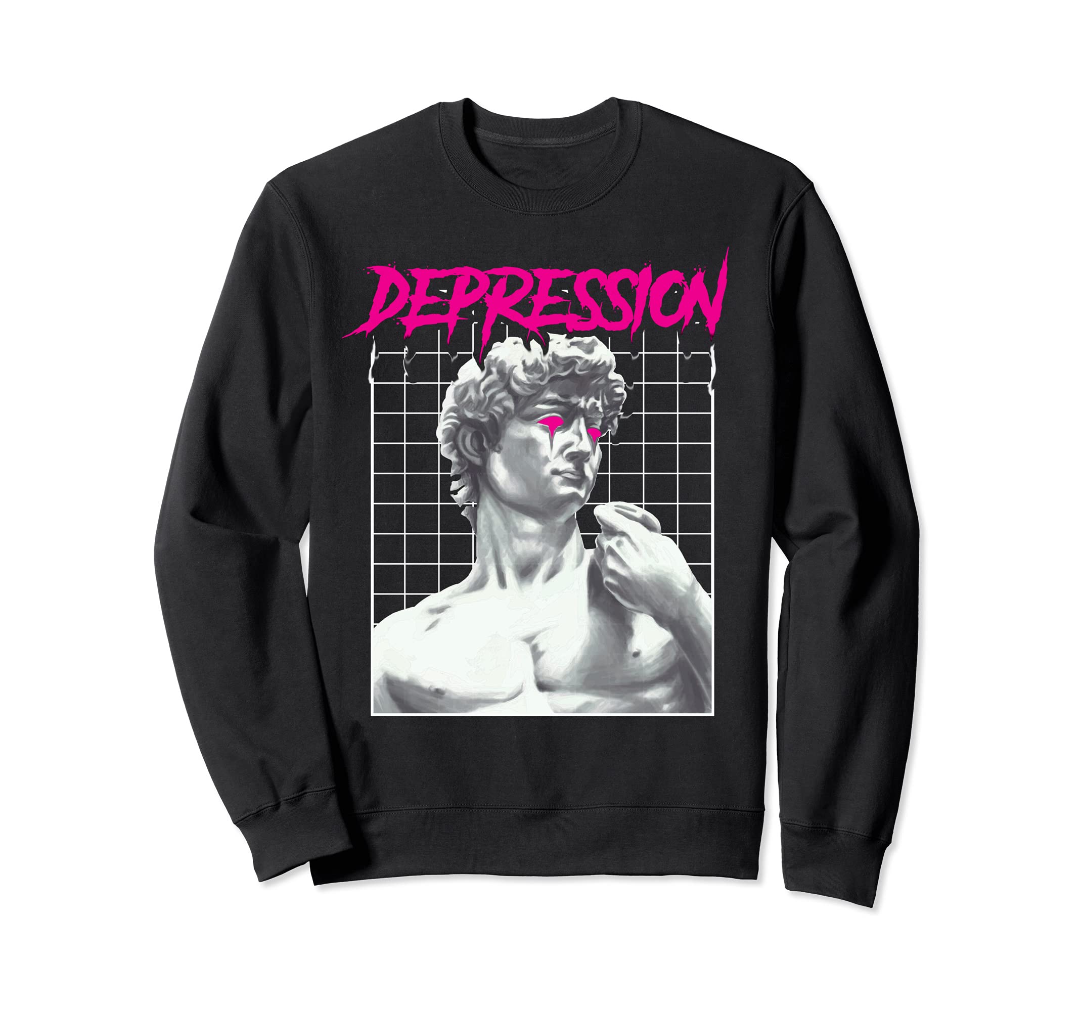 Depression Greek Statue Grunge Sweatshirt - Trendy Graphic for Adults - T-Shirt, Sweatshirt, Hoodie