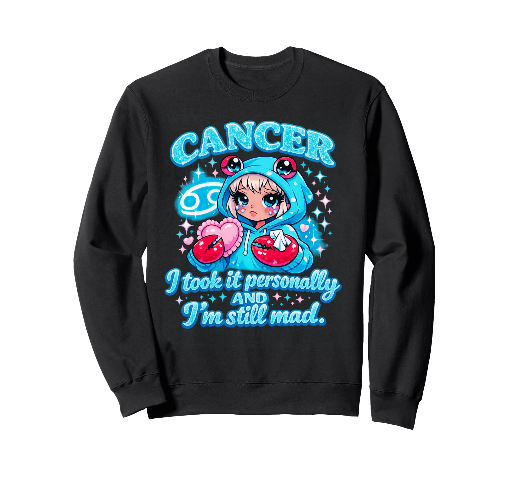 Cancer Bratcore Aesthetic Blue Y2K Sweatshirt - Trendy Graphic Men Women - T-Shirt, Sweatshirt, Hoodie