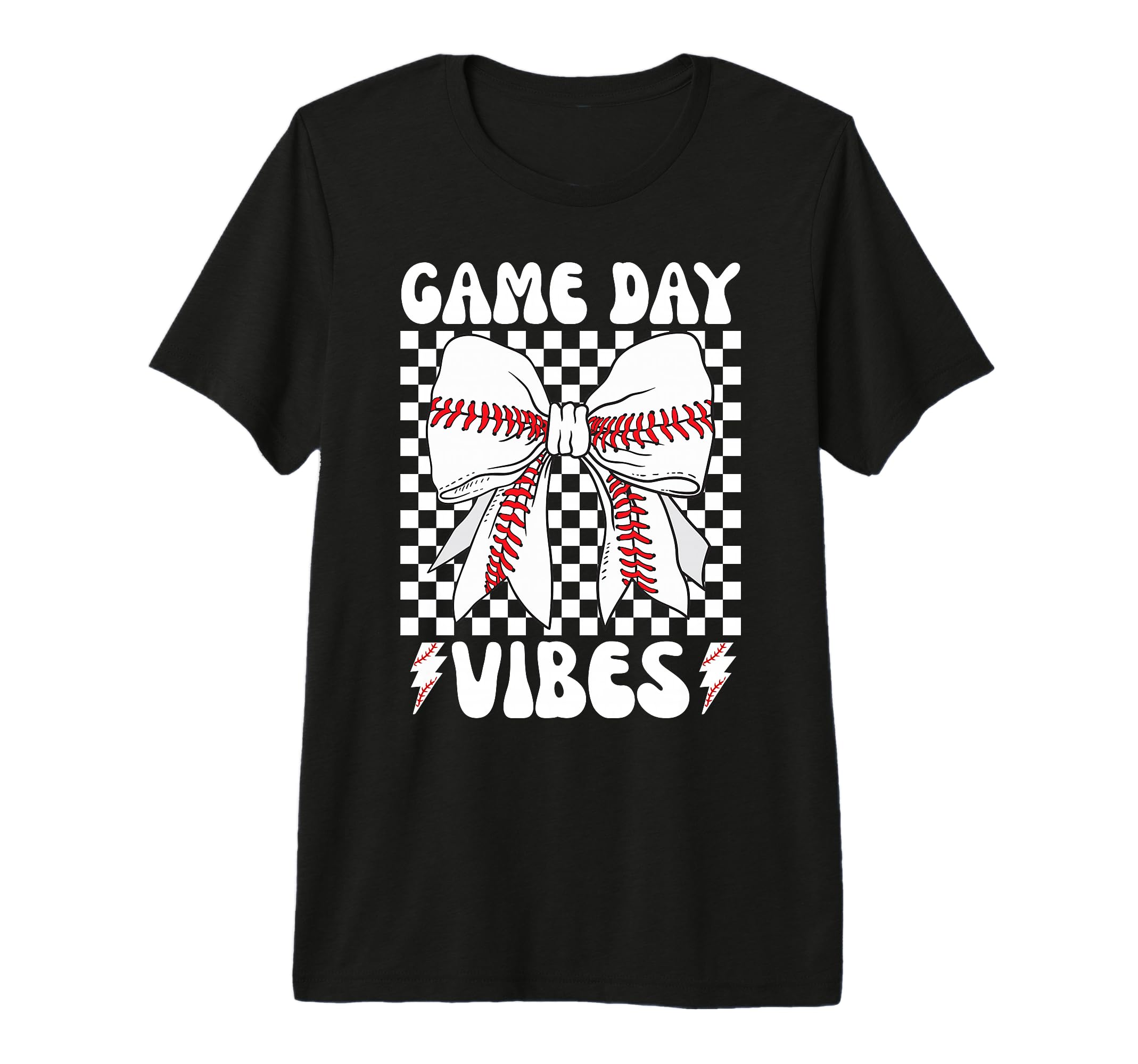 Game Day Vibes Coquette Bow Baseball T-Shirt - Novelty Apparel for Adults - T-Shirt, Sweatshirt, Hoodie