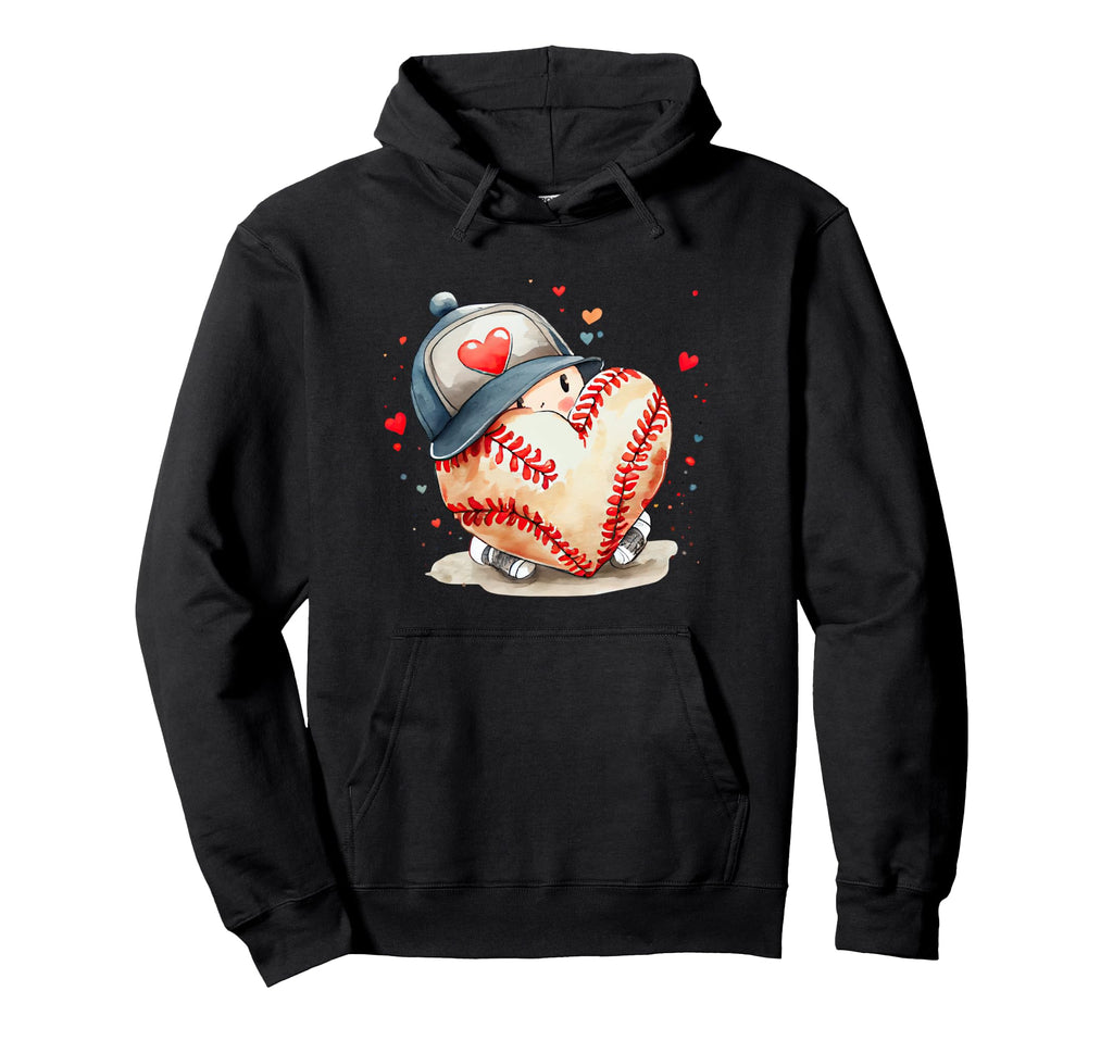 Funny Baseball Sport Heart Baseball Hoodie - Fun Novelty Design Men Women - T-Shirt, Sweatshirt, Hoodie