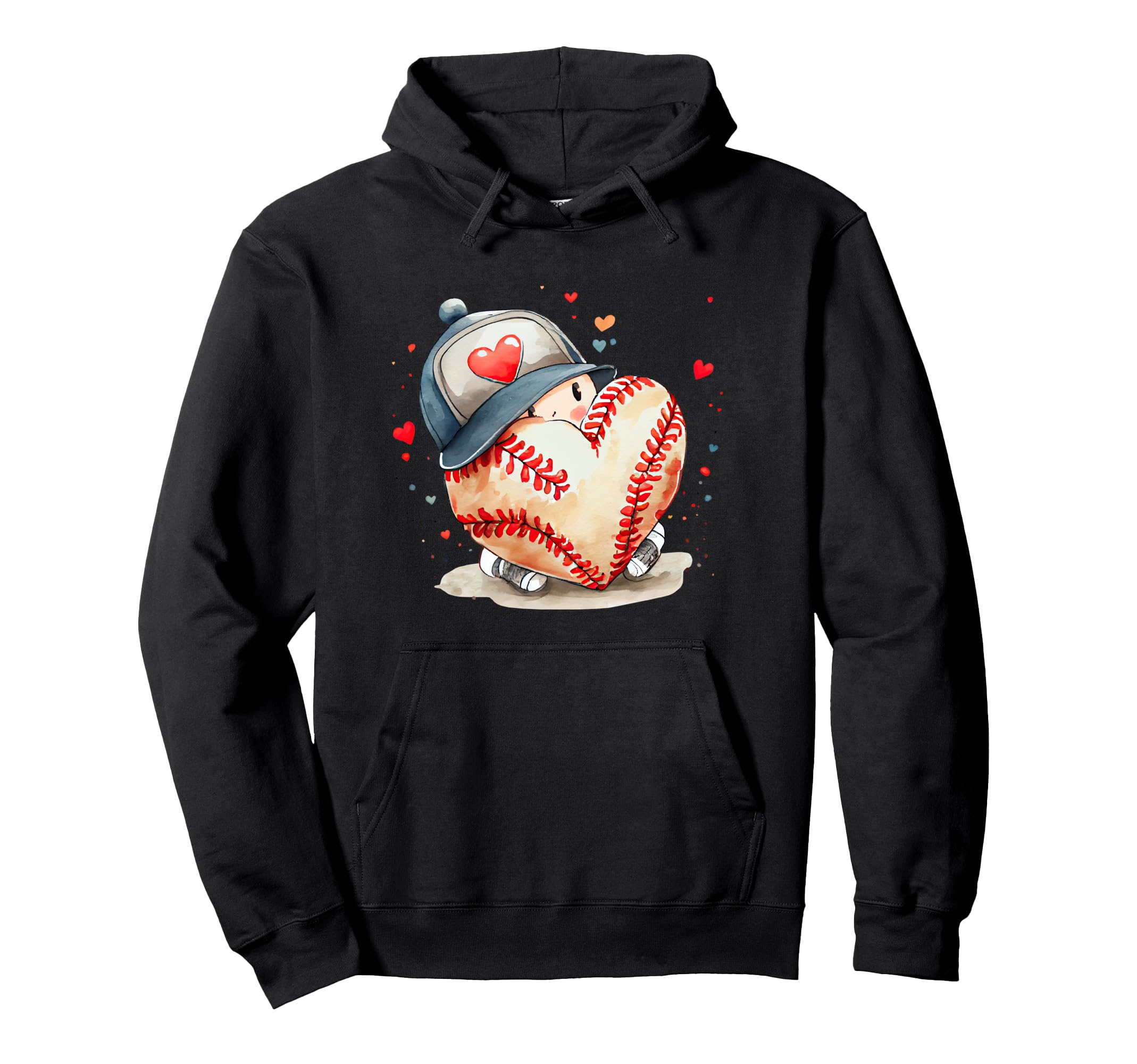 Funny Baseball Sport Heart Baseball Hoodie - Fun Novelty Design Men Women - T-Shirt, Sweatshirt, Hoodie