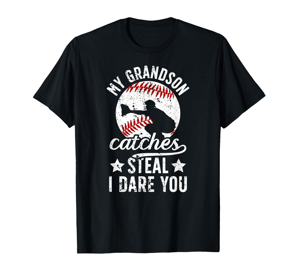 My Grandson Catches Baseball Catcher T-Shirt - Aesthetic Graphic Unisex - T-Shirt, Sweatshirt, Hoodie