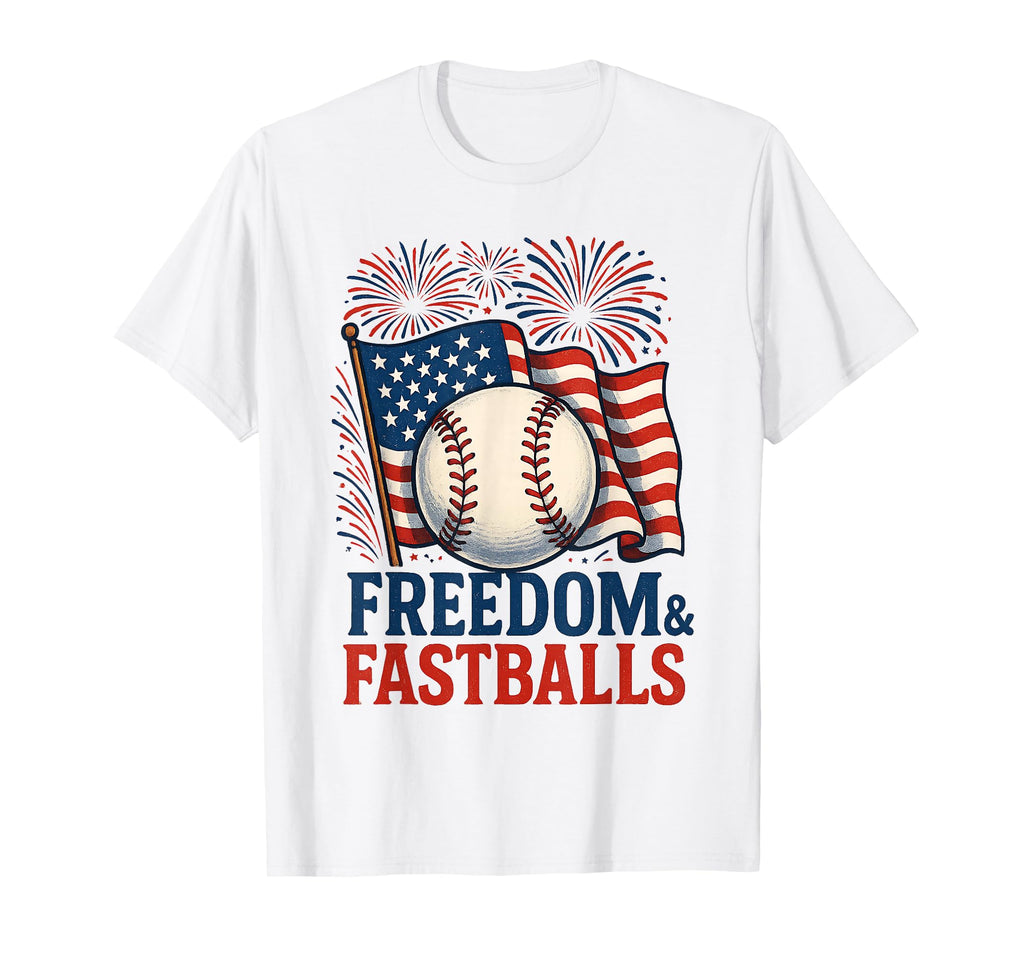 Patriotic Firework Baseball 4Th July T-Shirt - Custom Art Print Unisex - T-Shirt, Sweatshirt, Hoodie