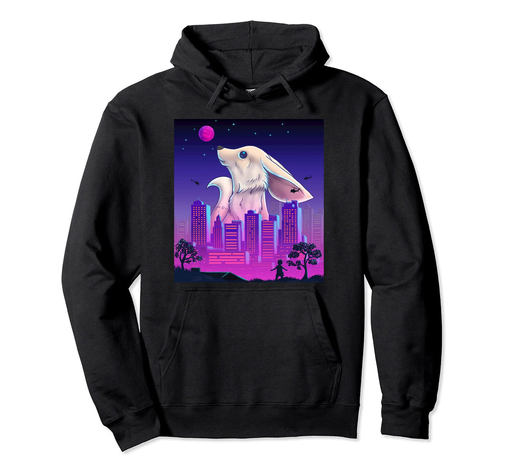 Giant Fennec Fox Vaporwave Synthwave Hoodie - Aesthetic Graphic for Adults - T-Shirt, Sweatshirt, Hoodie