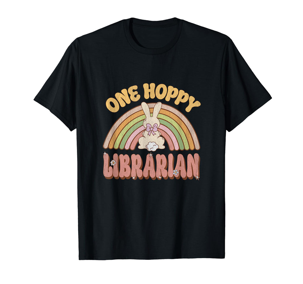 One Hoppy Librarian Bunny Easter T-Shirt - Minimalist Print for Adults - T-Shirt, Sweatshirt, Hoodie