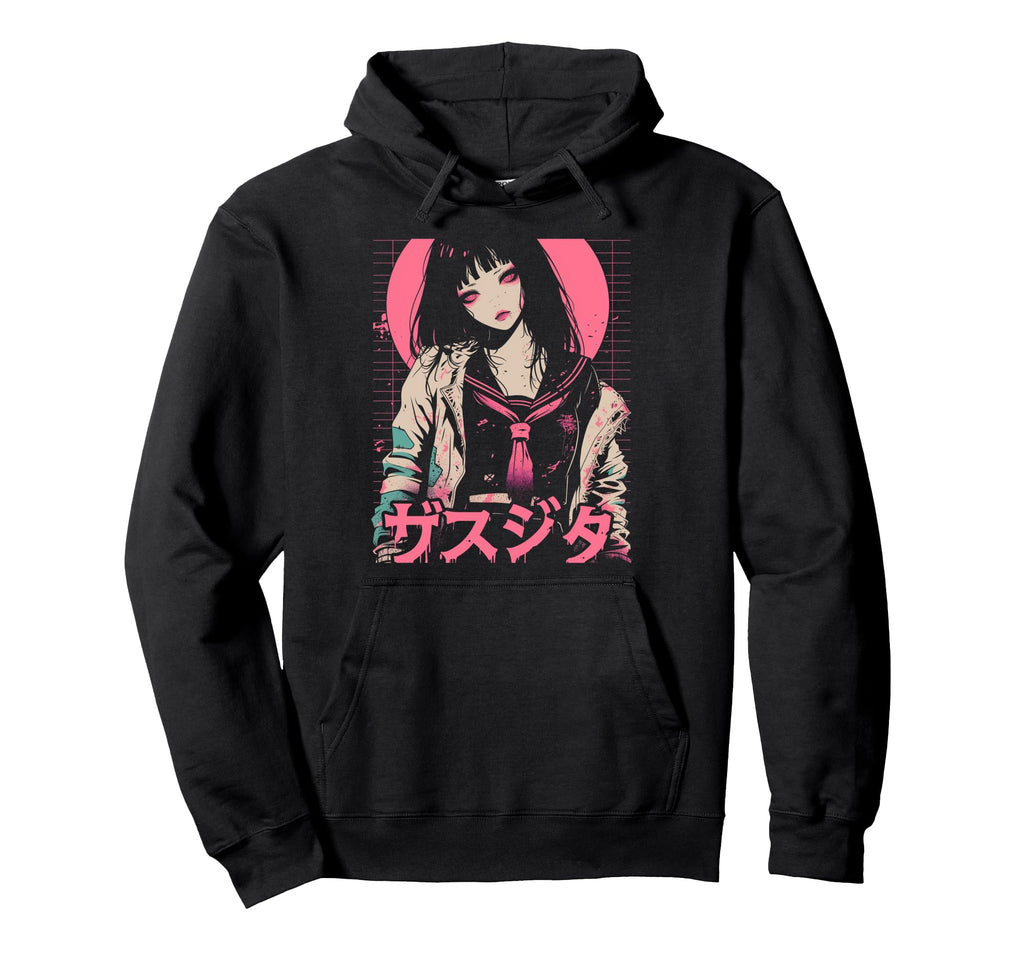 Goth Grunge Demon Anime Waifu Horror Hoodie - Unique Graphic for Adults - T-Shirt, Sweatshirt, Hoodie
