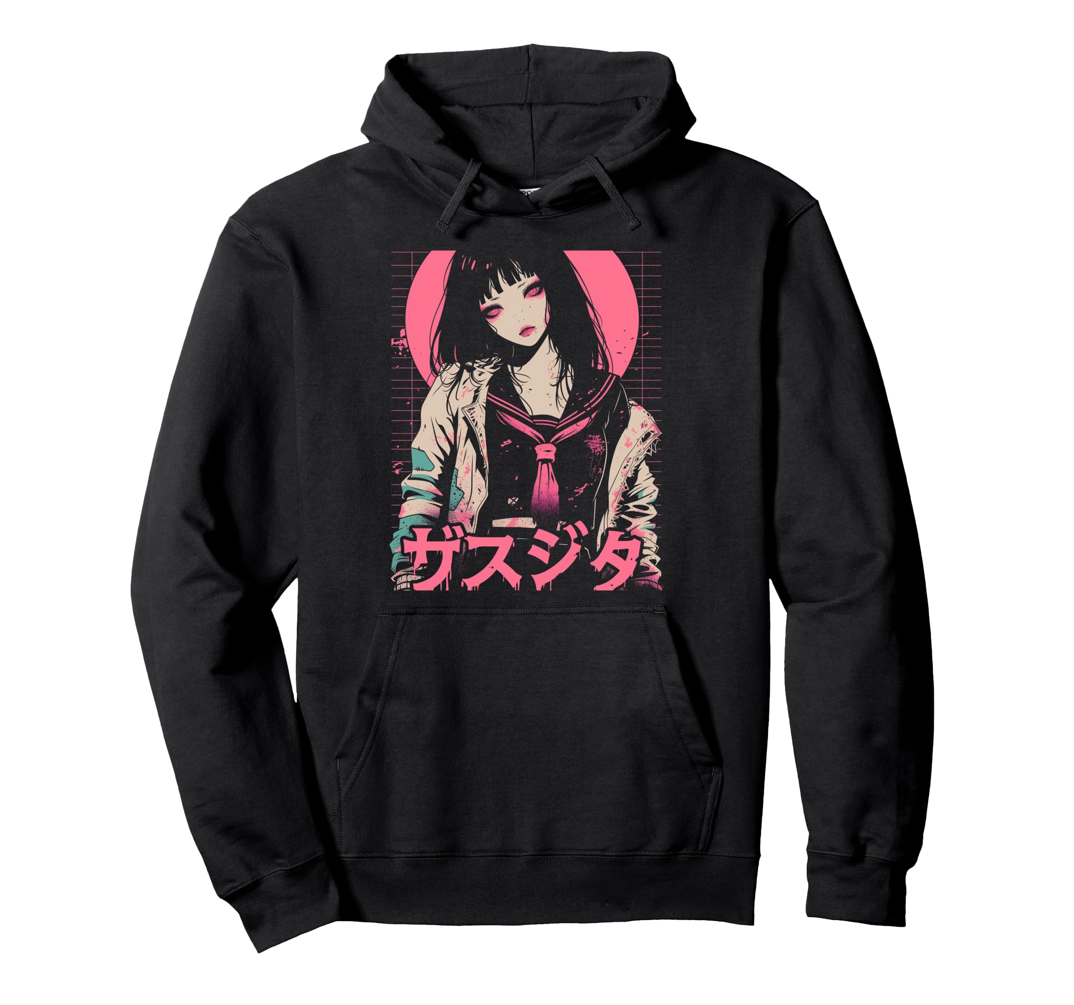 Goth Grunge Demon Anime Waifu Horror Hoodie - Unique Graphic for Adults - T-Shirt, Sweatshirt, Hoodie