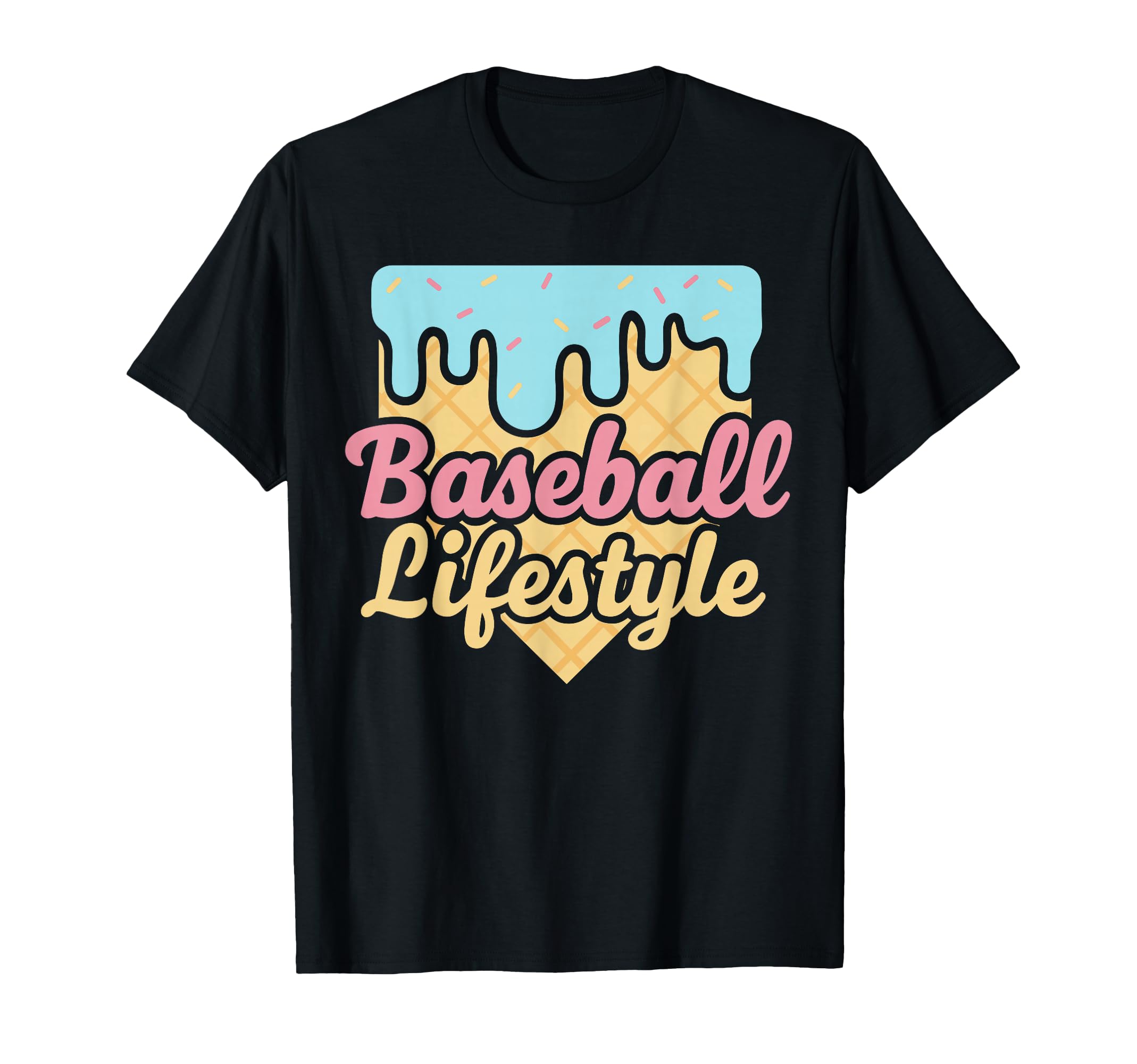 Baseball Lifestyle Ice Cream Drip T-Shirt - Aesthetic Graphic for Adults - T-Shirt, Sweatshirt, Hoodie