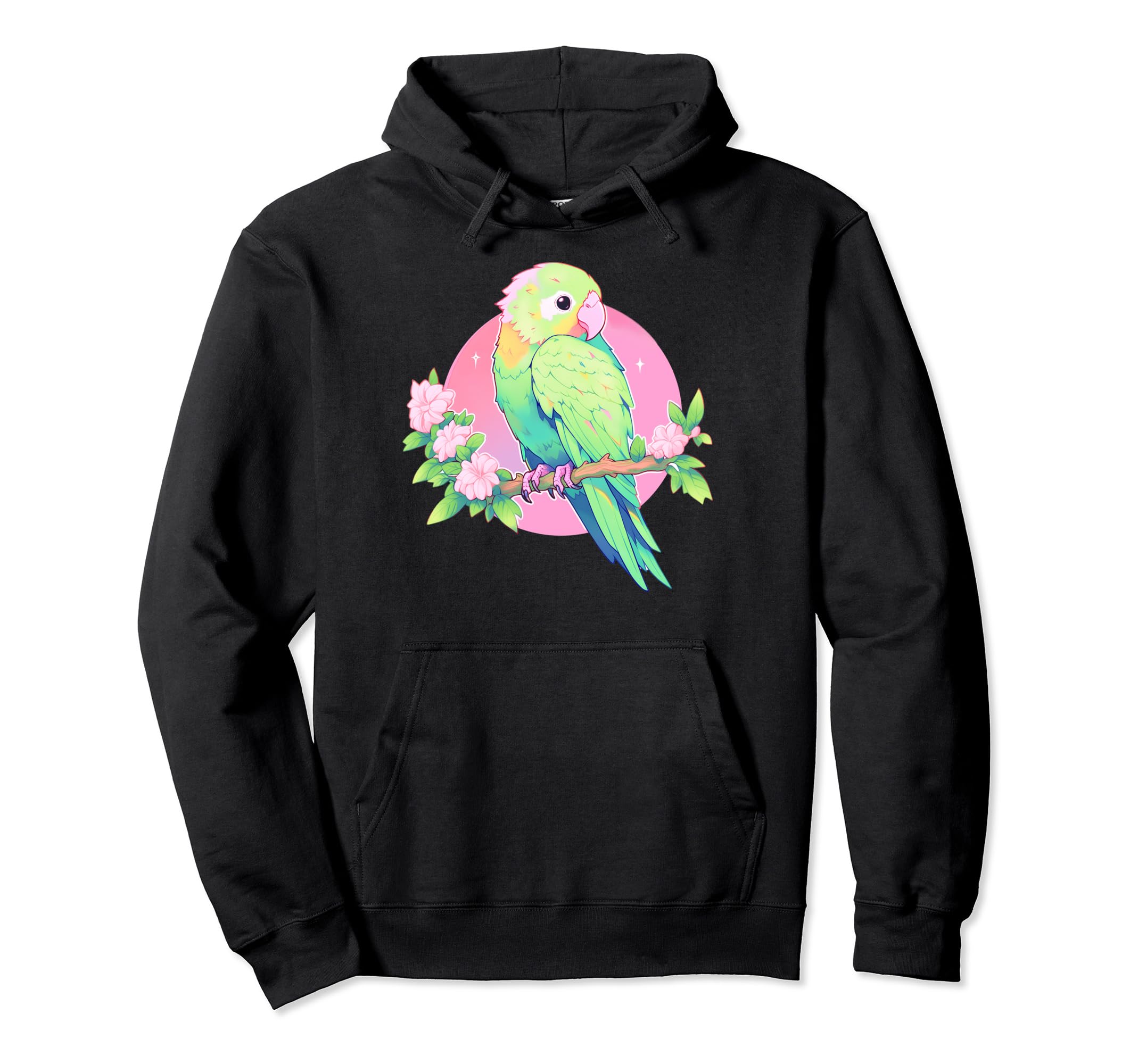 Kawaii Parrot Bird Floral Pastel Hoodie - Aesthetic Graphic for Adults - T-Shirt, Sweatshirt, Hoodie