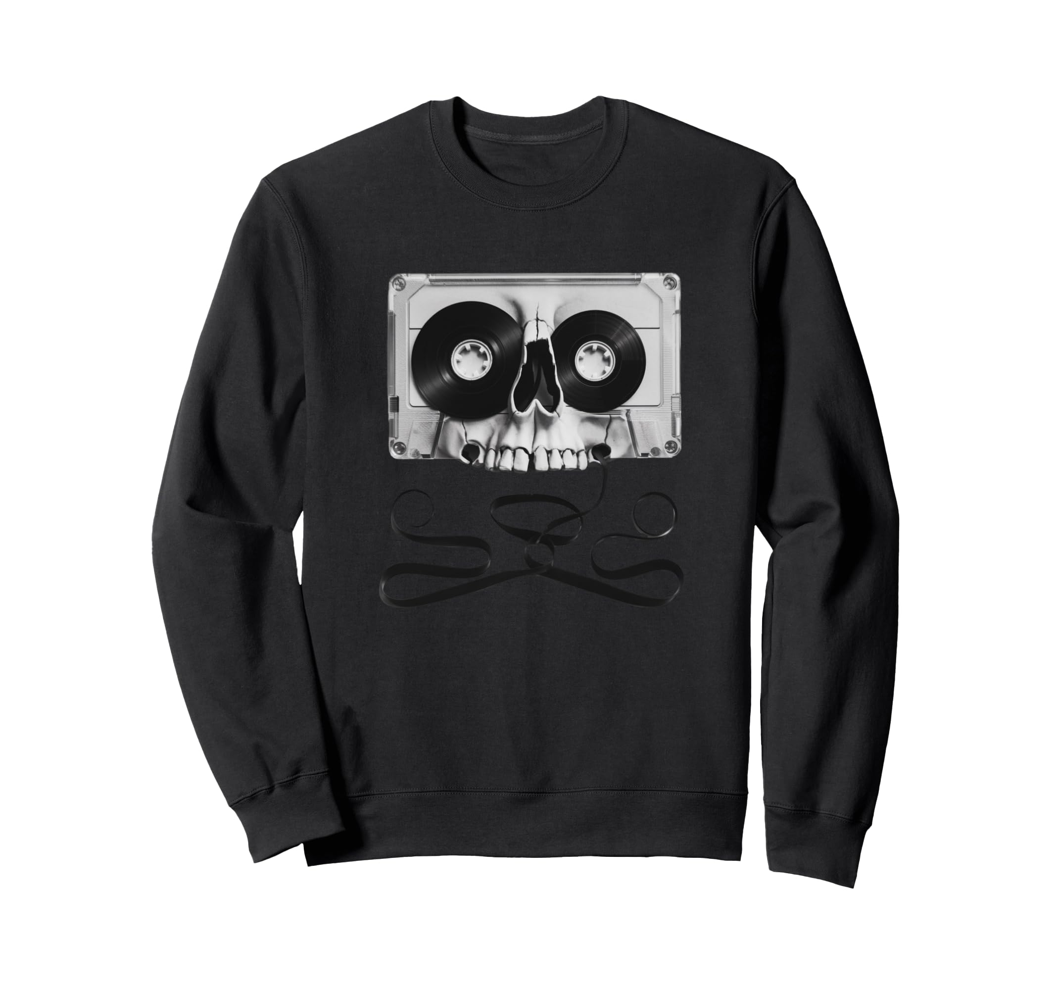 Cassette Tape Skull And Crossbones Sweatshirt - Unique Graphic for Adults - T-Shirt, Sweatshirt, Hoodie