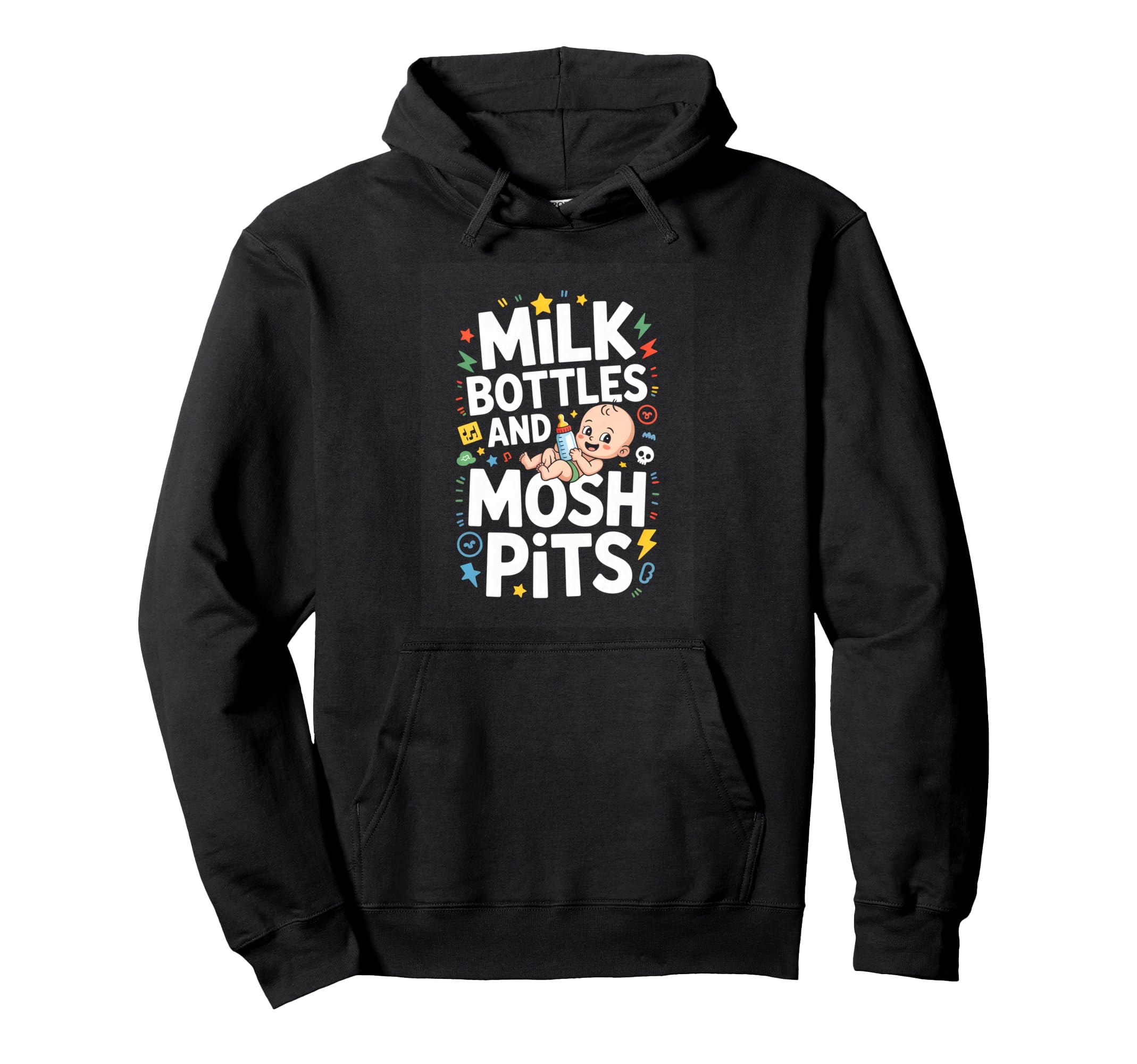 Funny Rock Milk Bottles And Mosh Pits Hoodie - Aesthetic Graphic Unisex - T-Shirt, Sweatshirt, Hoodie