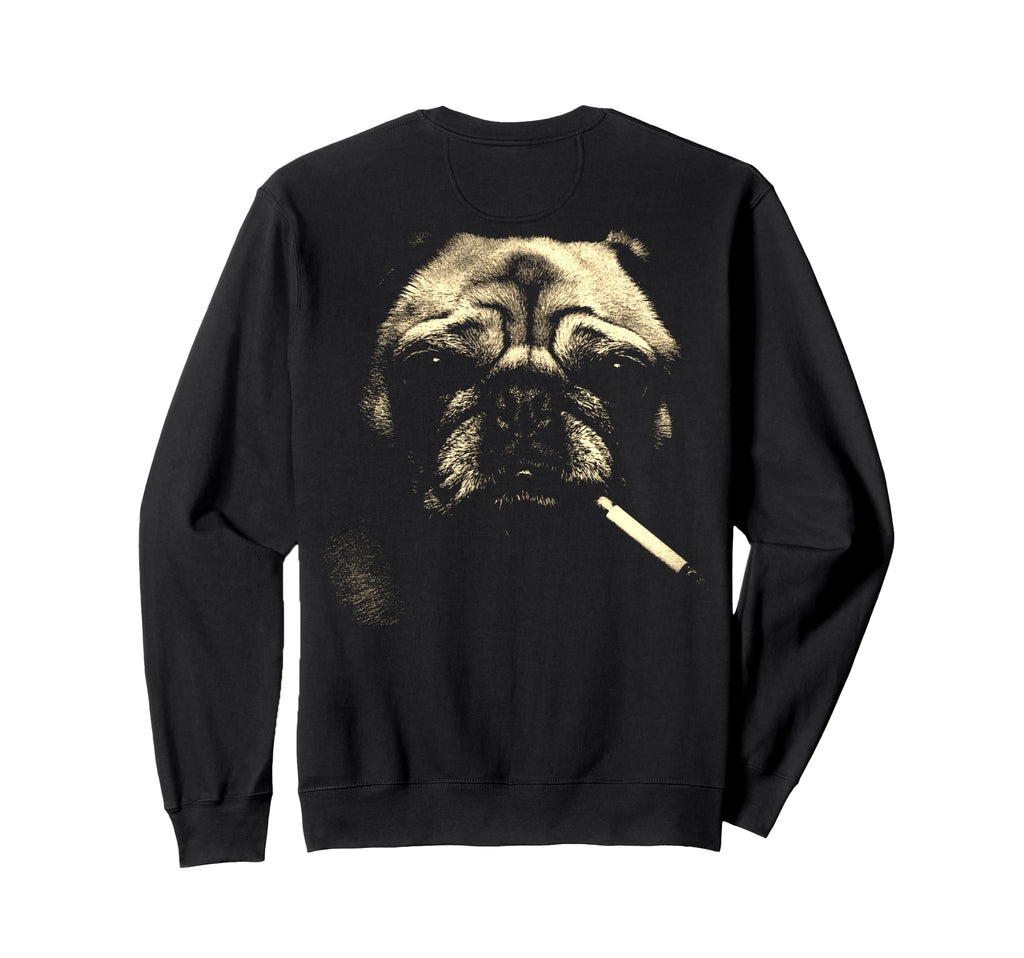 Pug Smoking Cigarette Grunge Meme Sweatshirt - Custom Art Print Men Women - T-Shirt, Sweatshirt, Hoodie