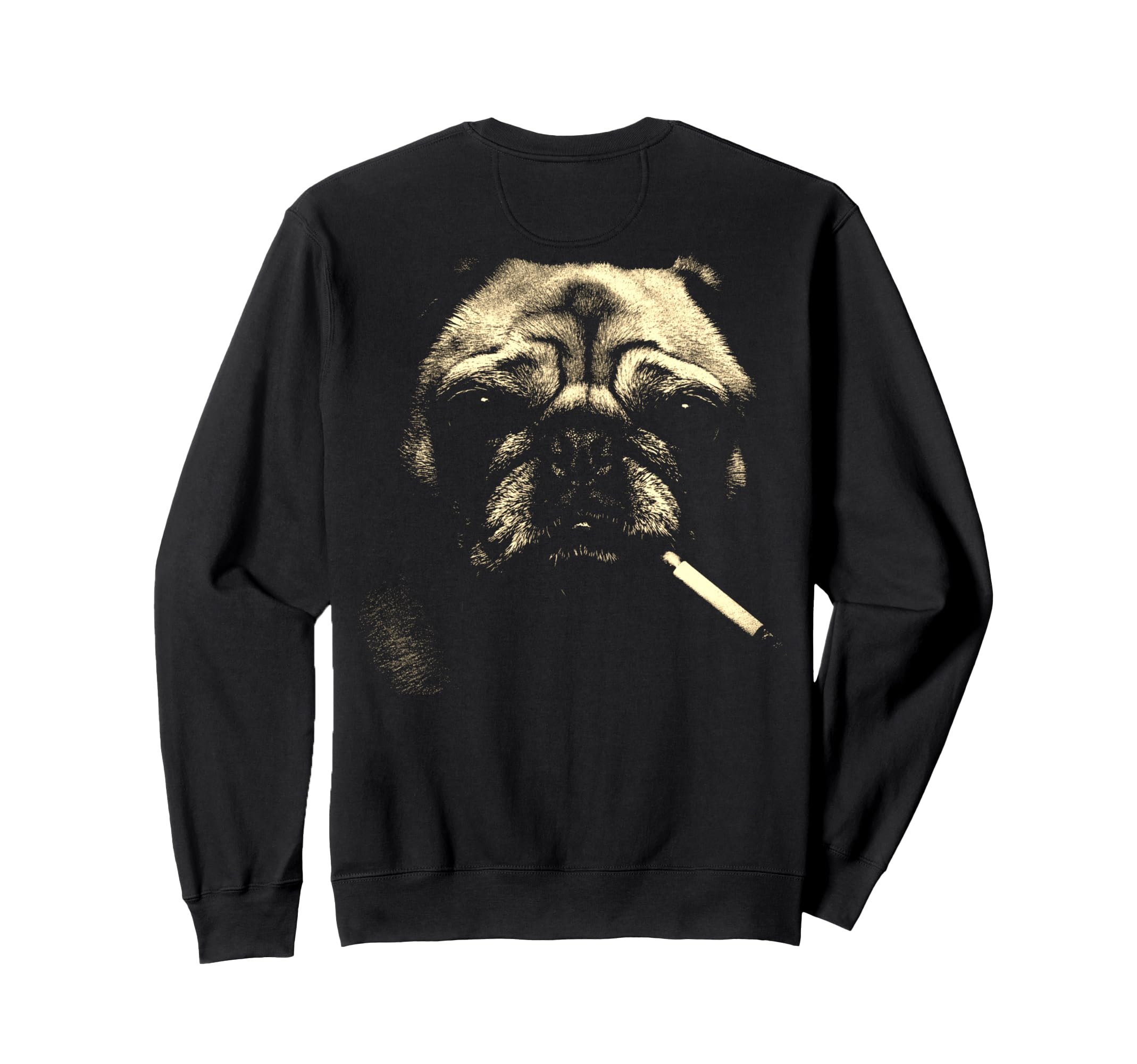 Pug Smoking Cigarette Grunge Meme Sweatshirt - Custom Art Print Men Women - T-Shirt, Sweatshirt, Hoodie