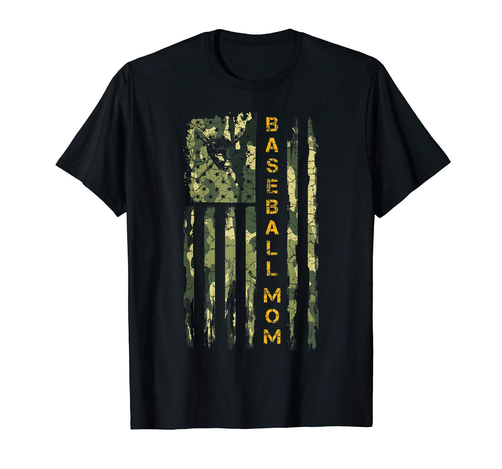 Usa Camo Flag Proud Baseball Mom T-Shirt - Casual Everyday Wear for Adults - T-Shirt, Sweatshirt, Hoodie