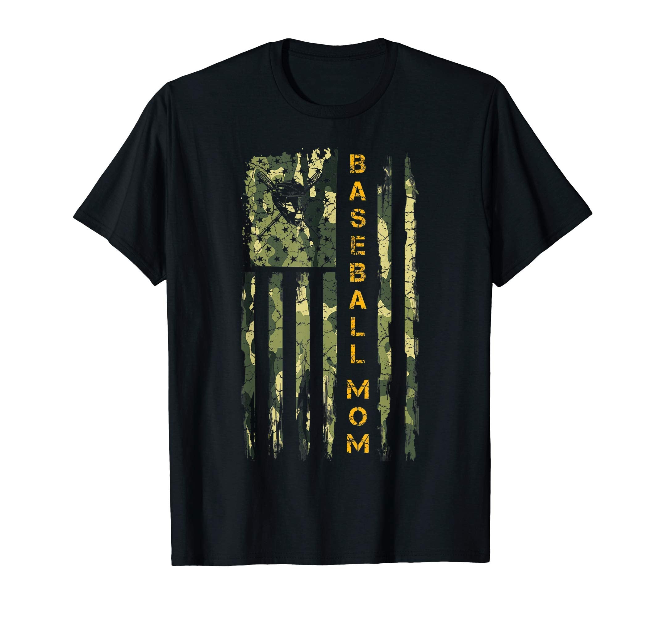 Usa Camo Flag Proud Baseball Mom T-Shirt - Casual Everyday Wear for Adults - T-Shirt, Sweatshirt, Hoodie