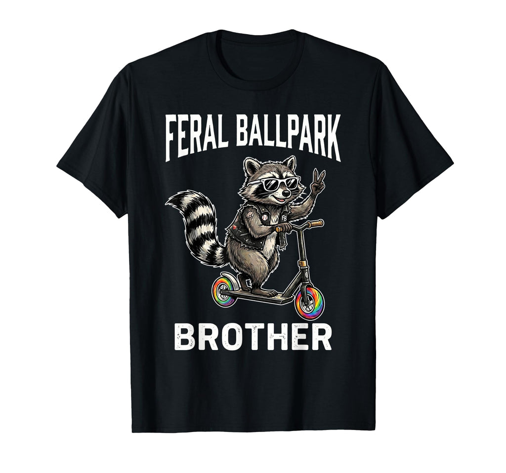 Feral Ballpark Brother Raccoon Scooter T-Shirt - Graphic Print Men Women - T-Shirt, Sweatshirt, Hoodie