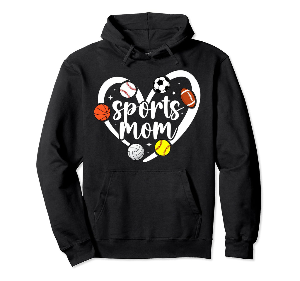 Sports Mom Heart Sports Mama Sports Mother Hoodie - Novelty Apparel Unisex - T-Shirt, Sweatshirt, Hoodie