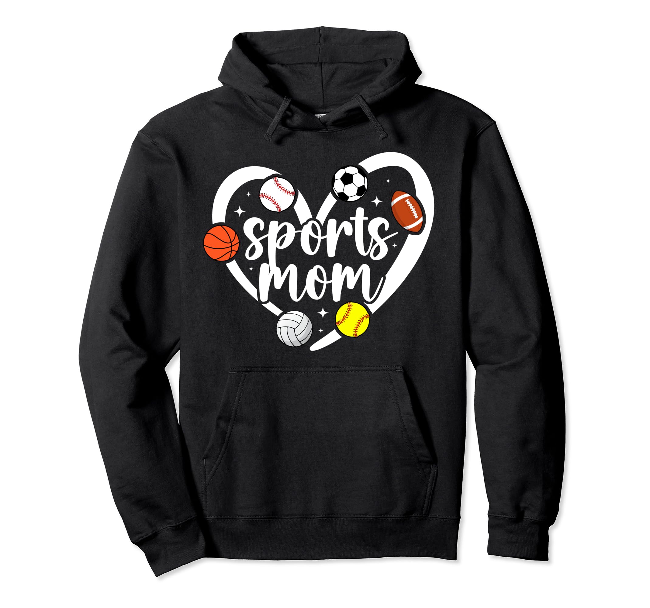 Sports Mom Heart Sports Mama Sports Mother Hoodie - Novelty Apparel Unisex - T-Shirt, Sweatshirt, Hoodie