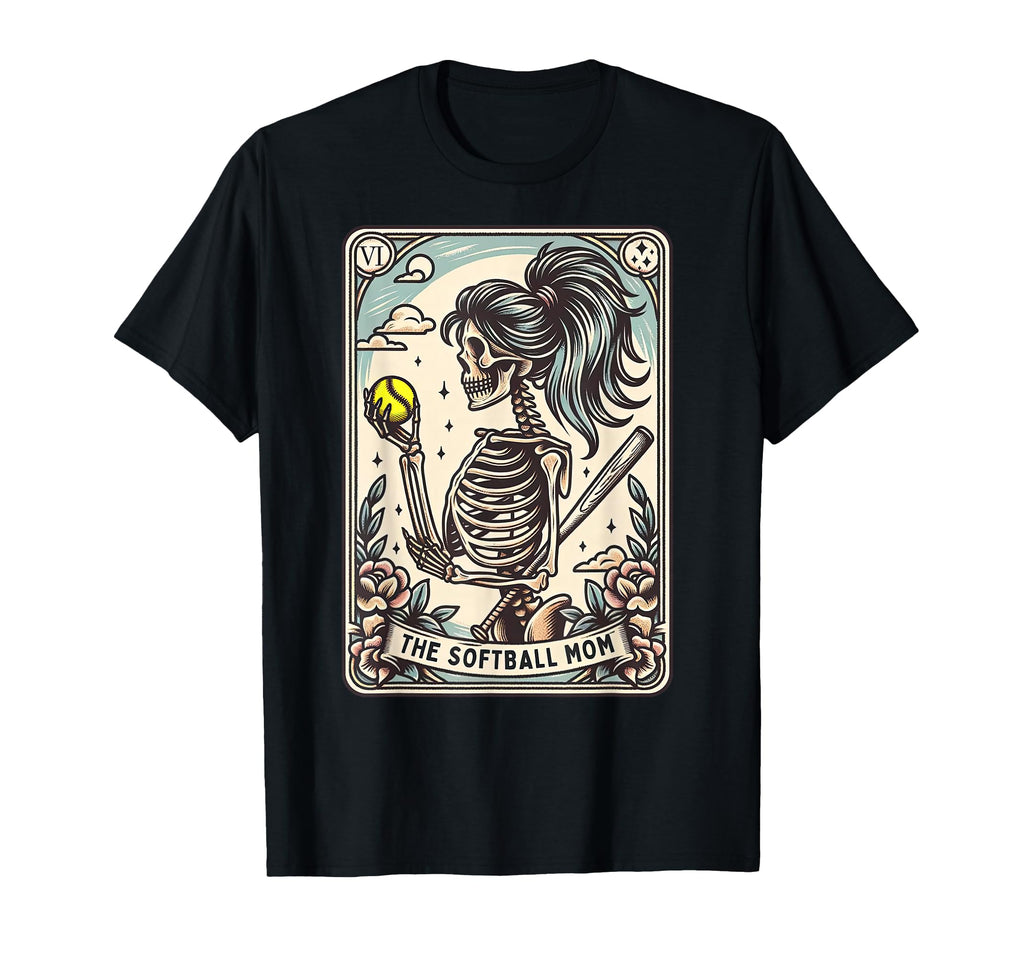 Softball Mom Tarot Card Skeleton Softball T-Shirt - Unique Graphic Unisex - T-Shirt, Sweatshirt, Hoodie
