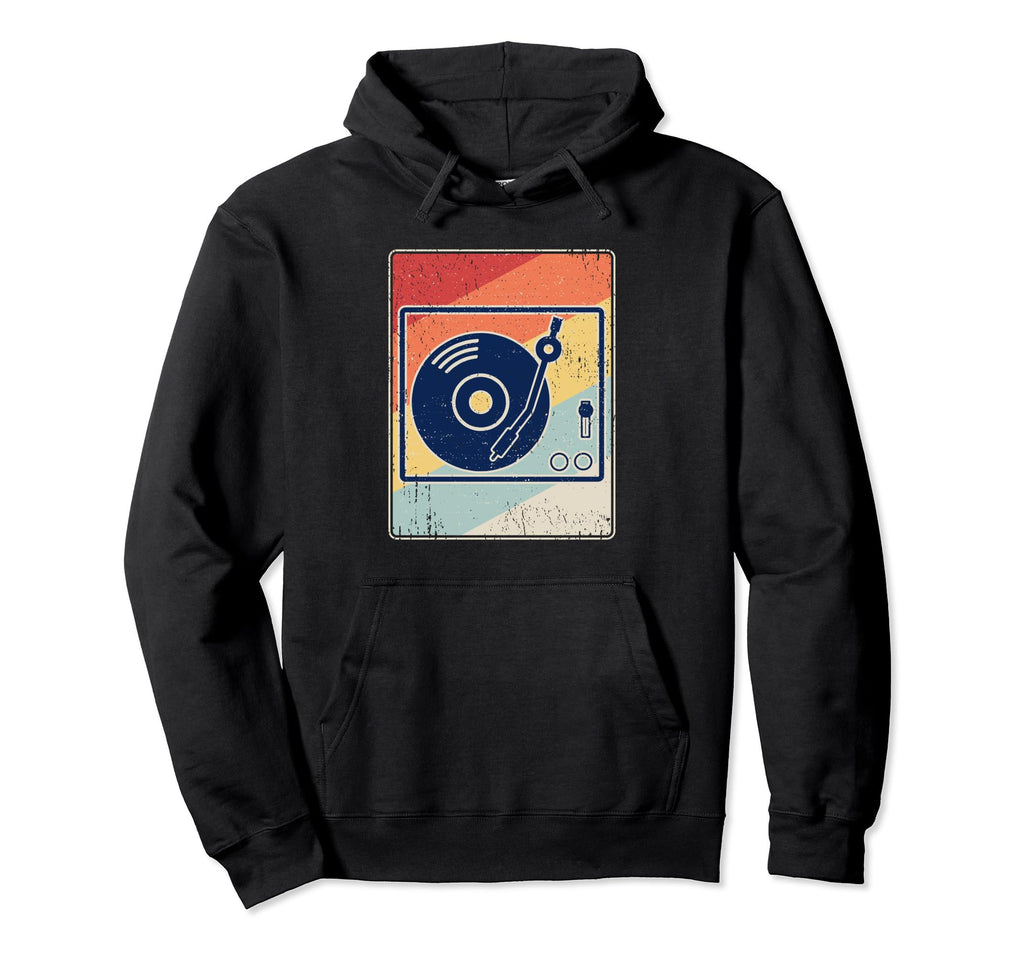 Record Player Vinyl Music Distressed Hoodie - Casual Everyday Wear Unisex - T-Shirt, Sweatshirt, Hoodie